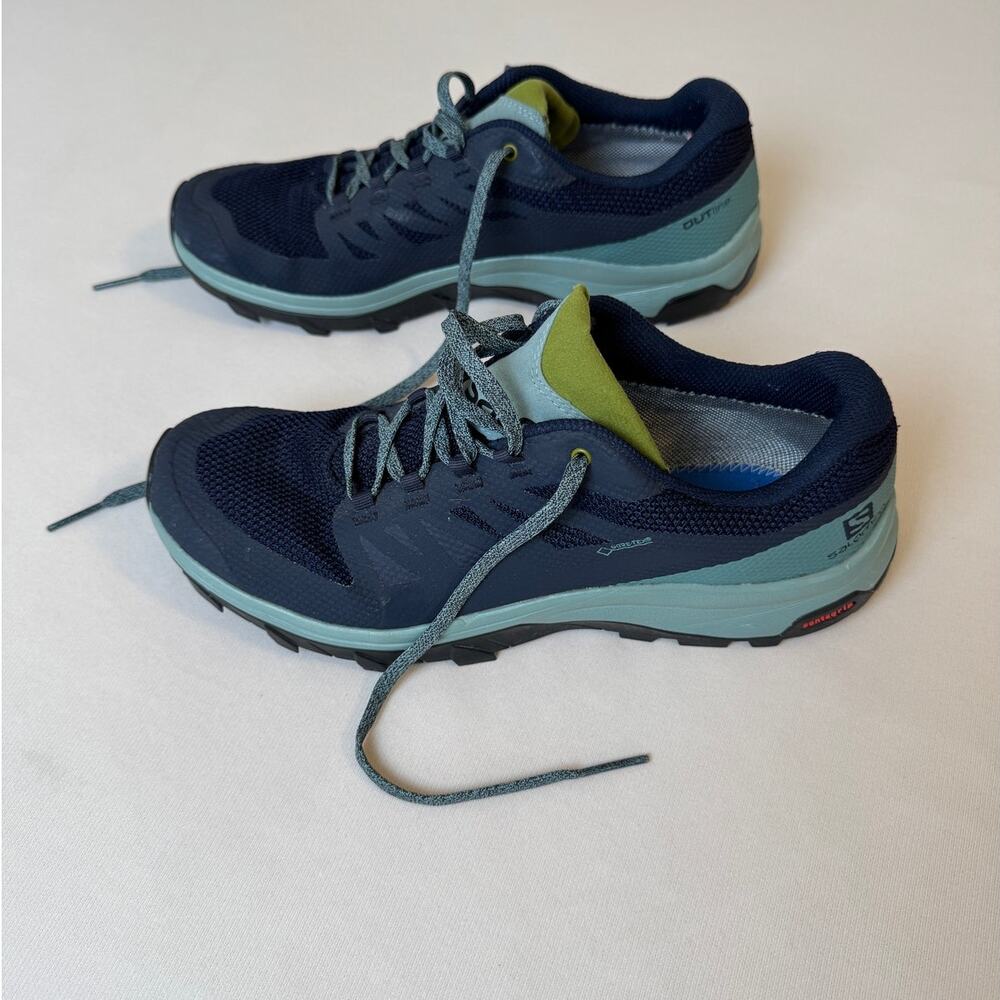 Salomon OUTline GTX Gore-Tex Navy Teal Hiking Shoes 9.5 - Picture 3 of 10